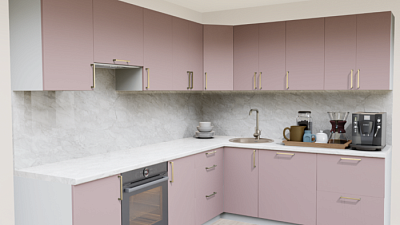 Кухня угловая Пастель пастила 1227